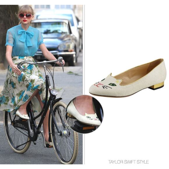 Charlotte Olympia Iconic Raffia Grey Kitty Flats Size 38 Rare ASO Taylor Swift - Picture 7 of 8
